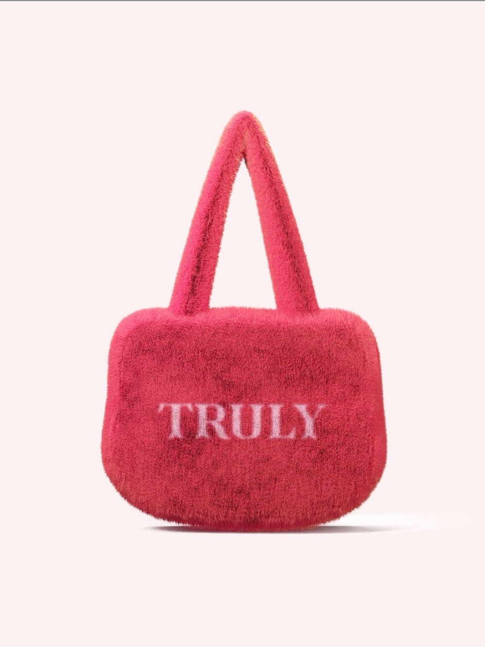 Fuzzy 'TRULY' Tote Bag in Bright Pink